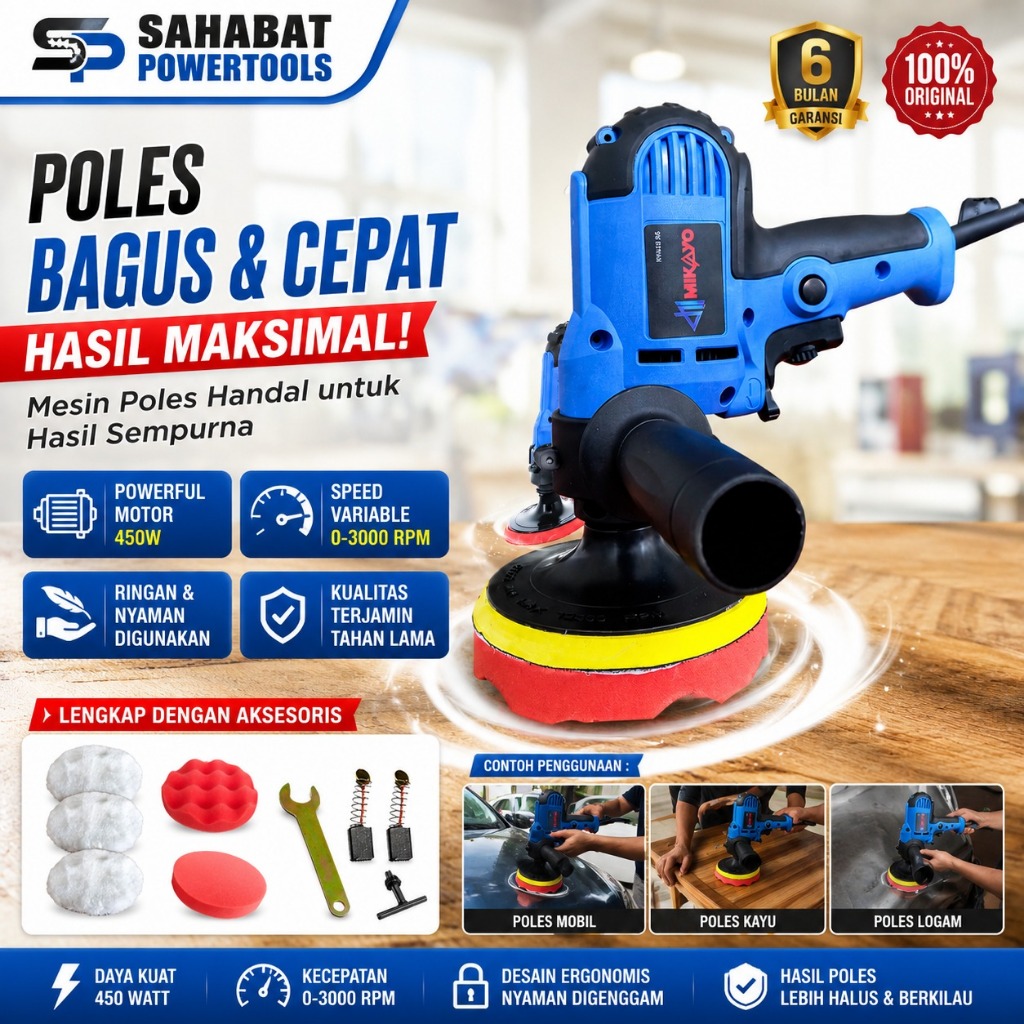 BISA BOR Mesin Poles Mobil MONAKE  Alat Poles Mobil Motor 5" Car Polisher