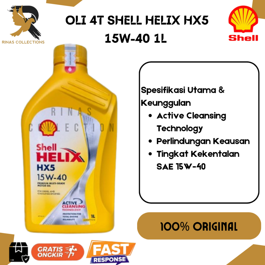 OLI SHELL HELIX HX5 KUNING 4T 1L 15W-40 MANUAL 1L ORIGINAL 100%