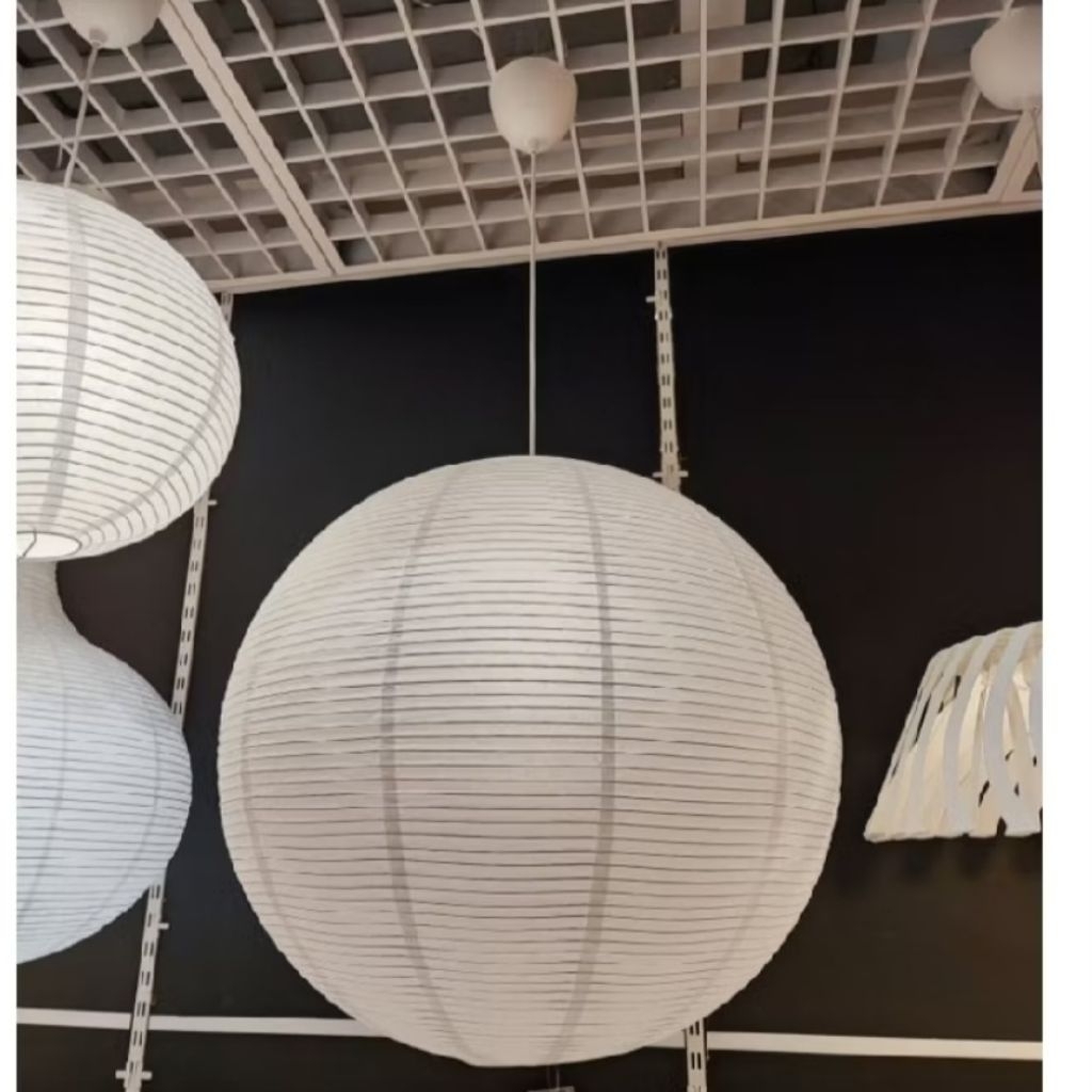 Lampu gantung jepang lampion kertas bulat polos origami 45cm/70cm lampu cafe plus kabel