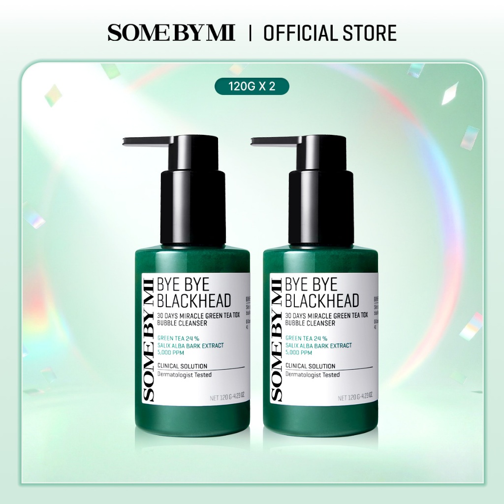 [Clearance ED 7/26] SOME BY MI Bye Bye Blackhead Green Tea Tox Bubble Mask Facial Cleanser*2pcs Set