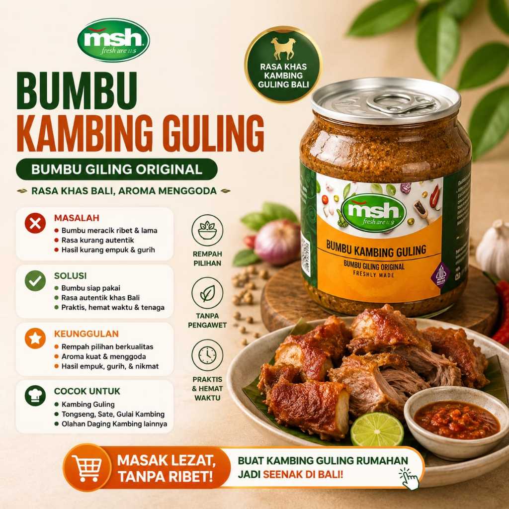 Bumbu Kambing Guling Istimewa 190 gr, Bumbu Kambing Guling Rempah, Bumbu Kambing Guling NON MSG