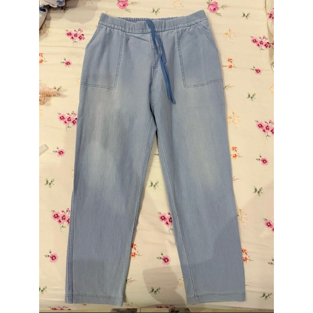 Denim Jersey Tapered Pants Uniqlo Celana Jeans