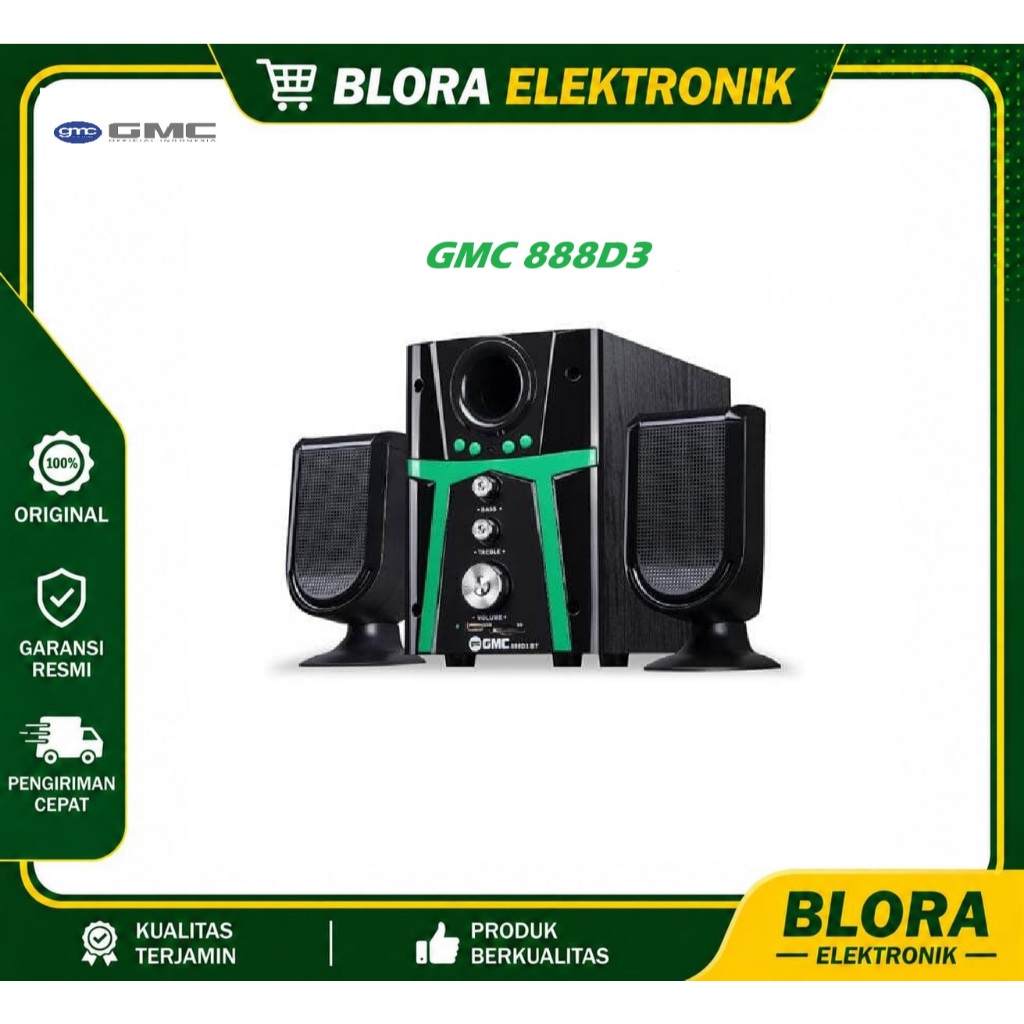 Speaker aktif bluetooth gmc 888D3 Speaker Subwoofer mega bass Original suara mantap Bergaransi Resmi