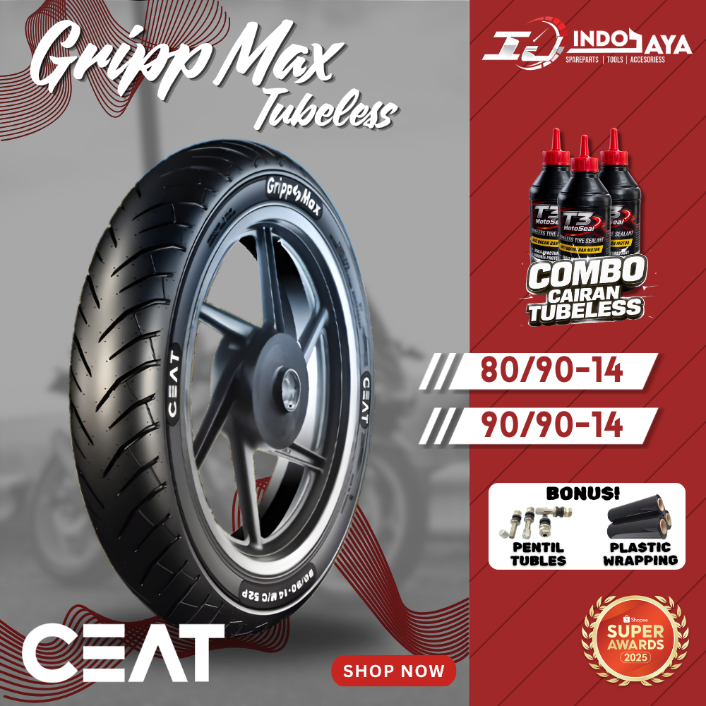 [READY COD] BAN TUBELESS CEAT GRIPP MAX R14 ( 80/90-14 - 90/90-14 ) BAN LUAR DEPAN BELAKANG RING 14 