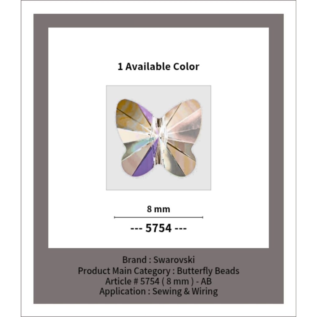 SWAROVSKI™ - 8 MM AB - Butterfly Beads - Article # 5754 - Swarovski Crystal - Swarovski Kristal - Cr