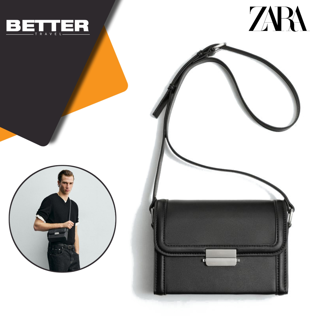 ZARA tas selampang pria crossbody bag kasual formal sling bag persegi