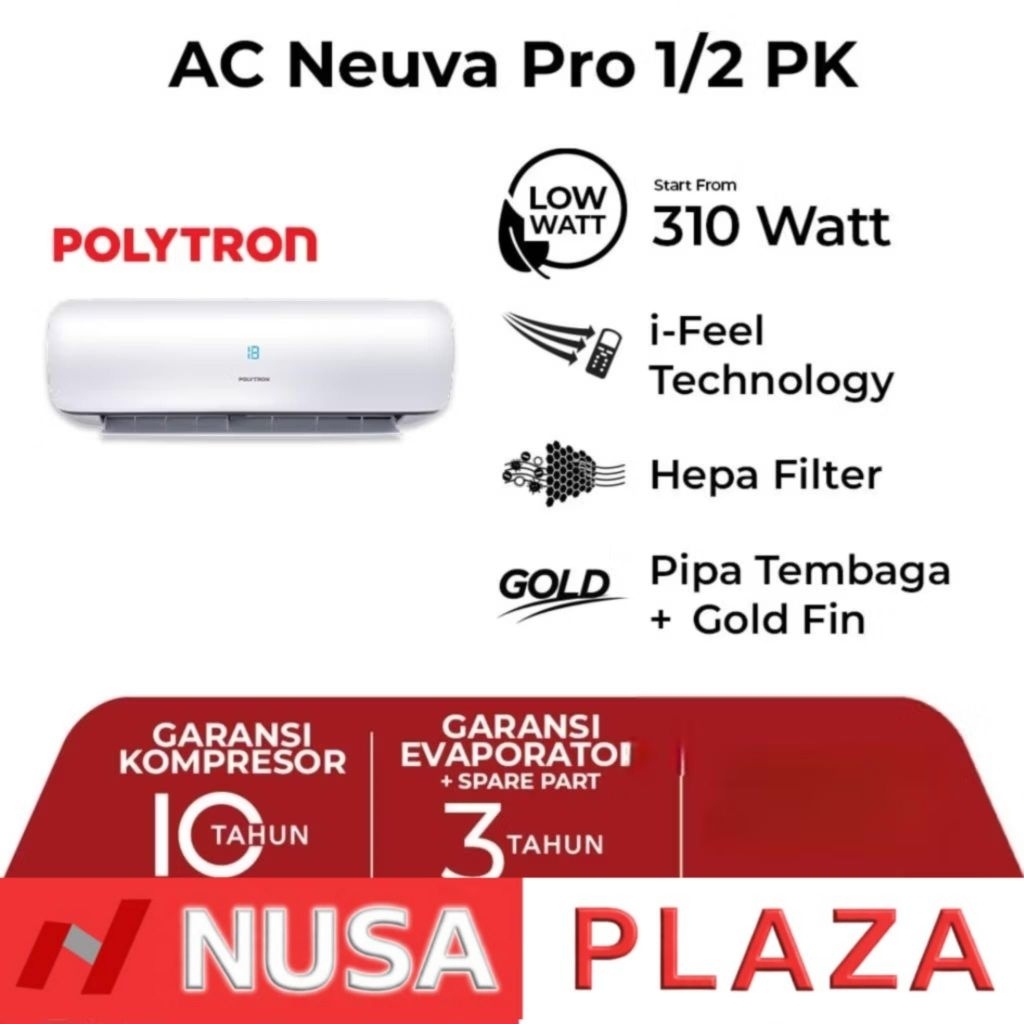 [MEDAN] AC POLYTRON 1/2 PK LOW VOLTAGE + CEPAT DINGIN NEUVA PRO PAC-05VZi