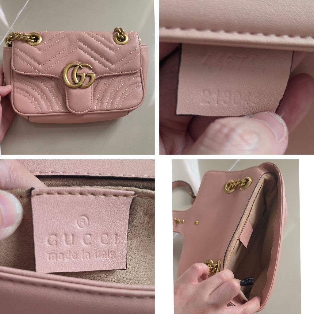 TAS SLING KULIT ASLI GUCI MARMONT PINK RARE ITEM