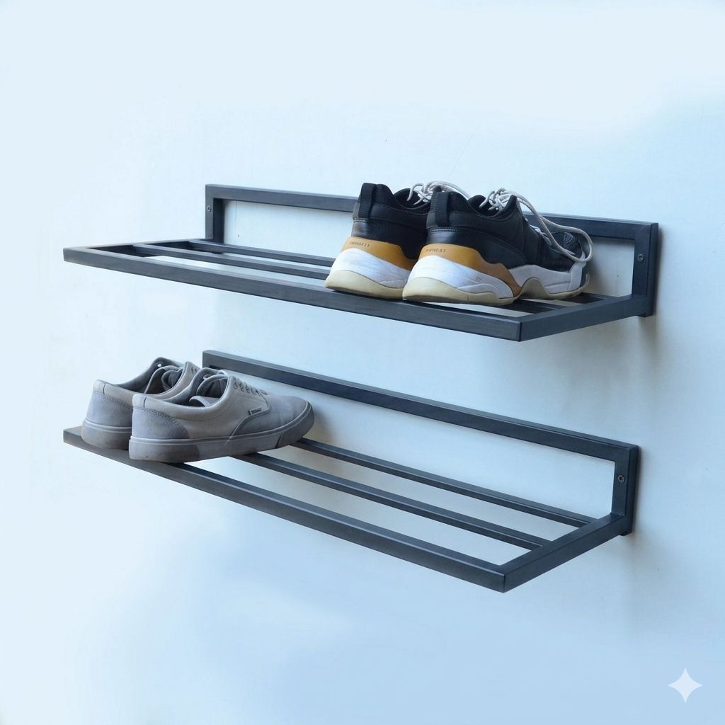 ​Rak Sepatu Dinding Minimalis Besi Gantung / Rak Sepatu Tempel Dinding Mewah
