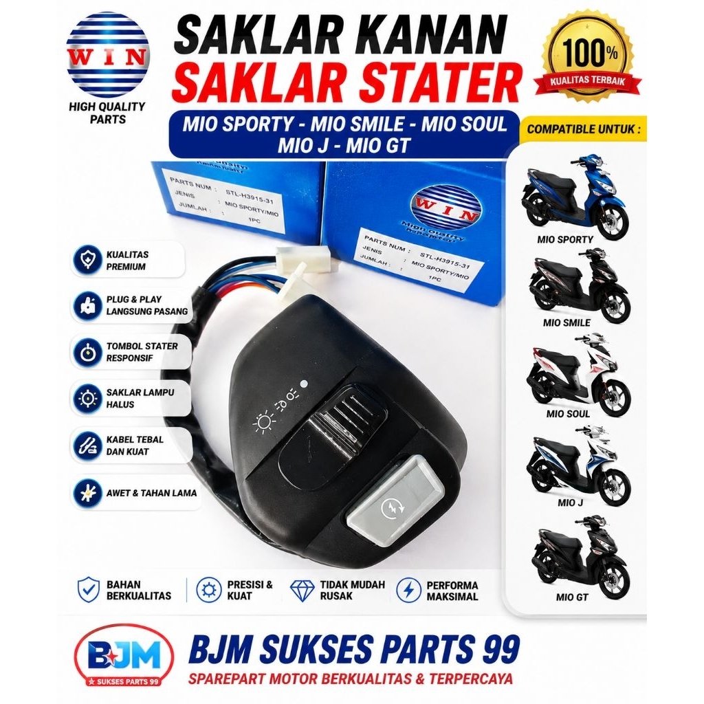 SAKLAR TOMBOL STATER/SAKLAR KANAN MIO SPORTY/MIO J KUALITAS BAGUS.