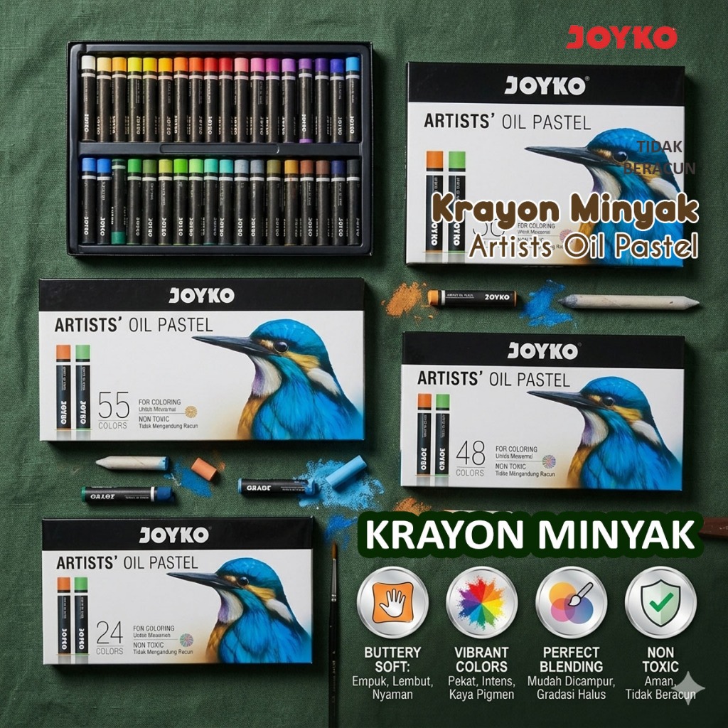 Krayon Joyko Artists Oil Pastel Krayon Minyak Joyko 12 / 24 / 36 / 48 / 55 Warna Lengkap Premium Oil