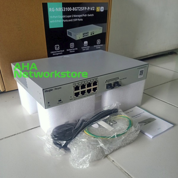 RG NBS3100 8GT2SFP-P Ruijie NBS3100 8GT2SFP P 8Port Gigabit L2 Managed Cloud Managed POE+ Ruijie Rey