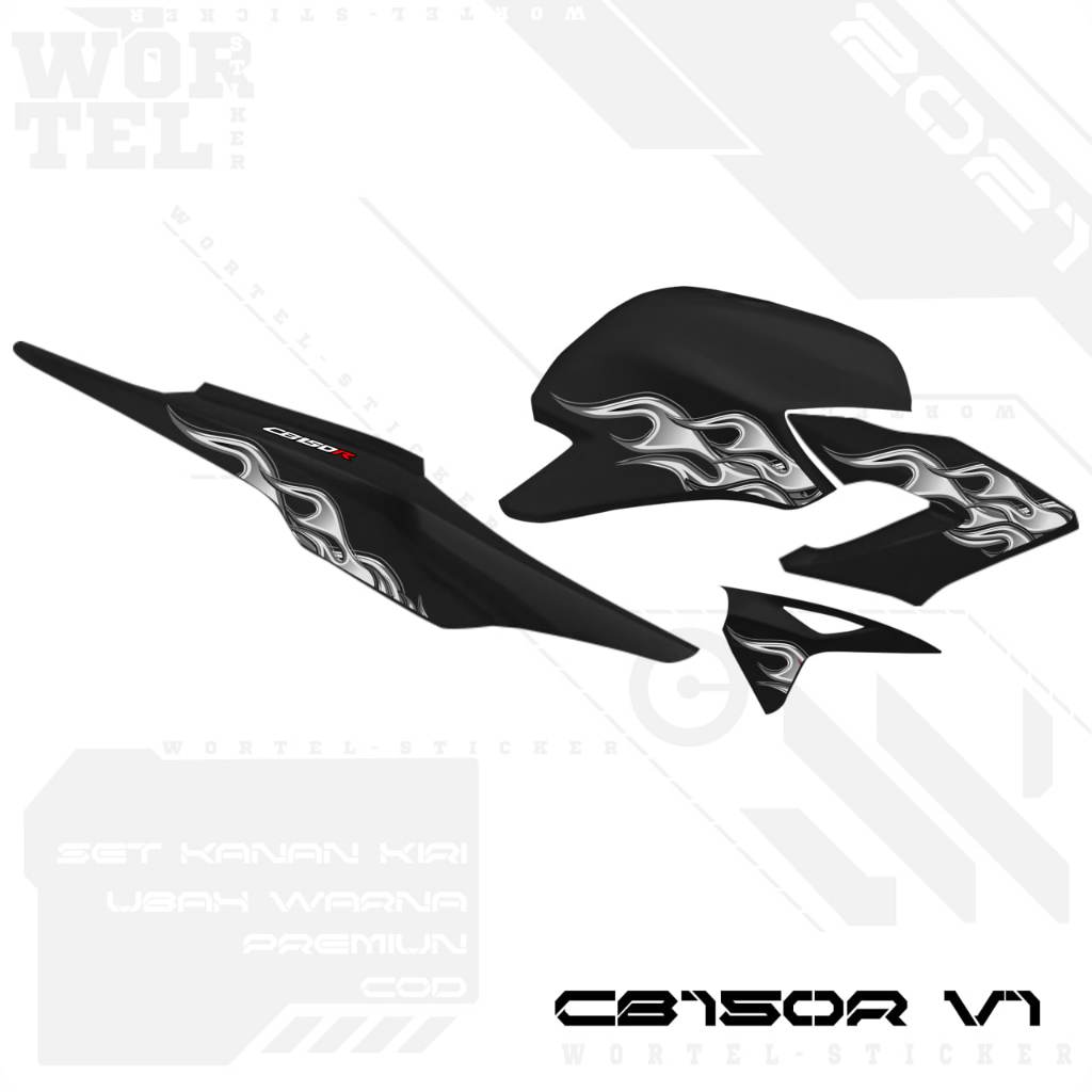 Wortel Stiker - Striping CB150R v1 - Stiker Transparan CB150R Old Api v6 (Sudah Terpotong)