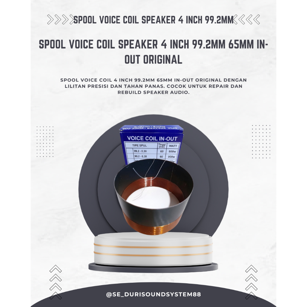 Spool Voice Coil Speaker 4 Inch 99.2mm 65mm In-Out Original
