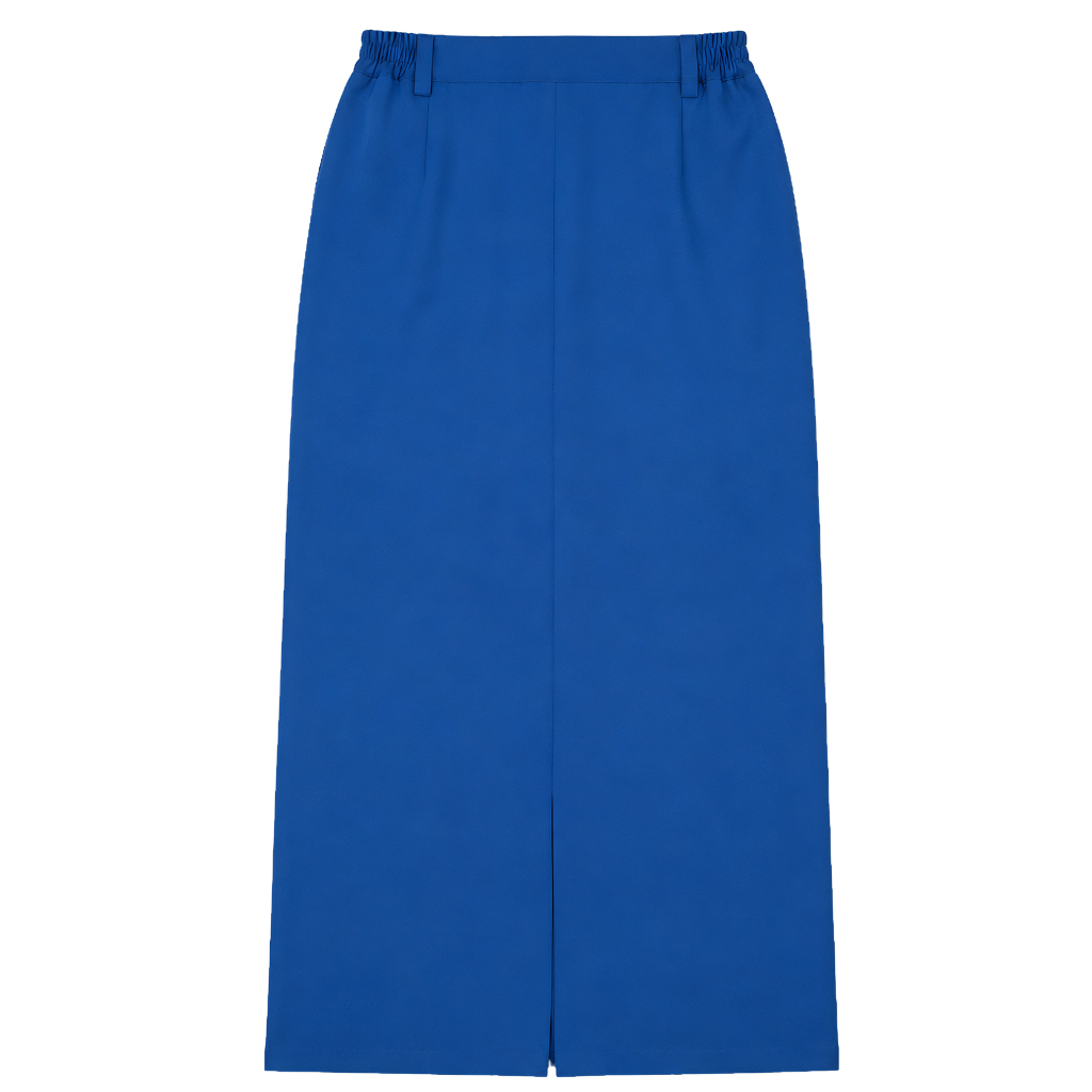 Rok Seragam SMA SMK Abu Abu Span Midi Ploi 1 Bahan Twist Licin Elastik Pinggang