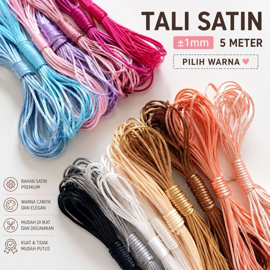 Tali Satin 1MM dan 2MM ll Tali Satin Aksesoris