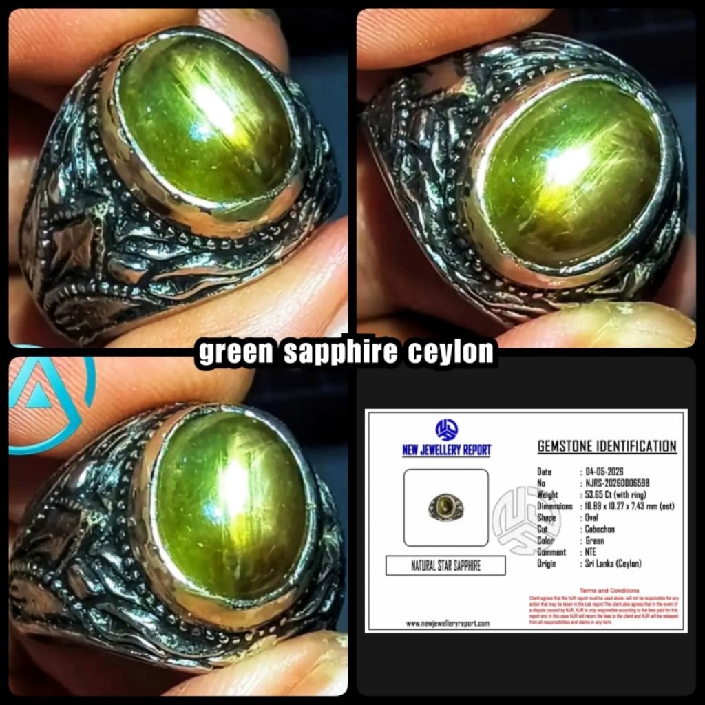BATU GREEN STAR SAPPHIRE  SRILANKA + MEMO LAB YA