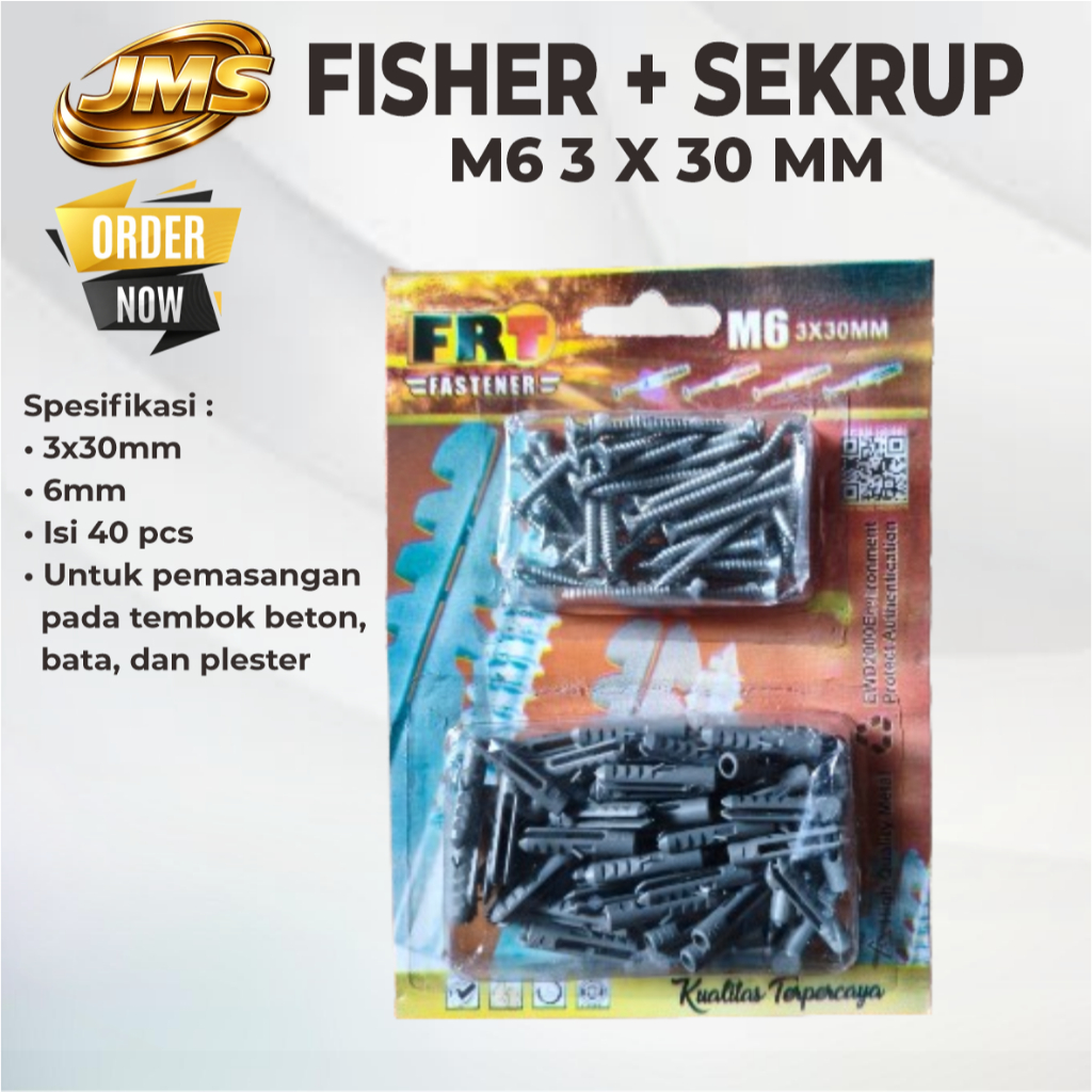 fisher + Sekrup Faster M6 3 X 30 MM / Pengencang Sekrup Fisher / Pengencang Baut Fastener