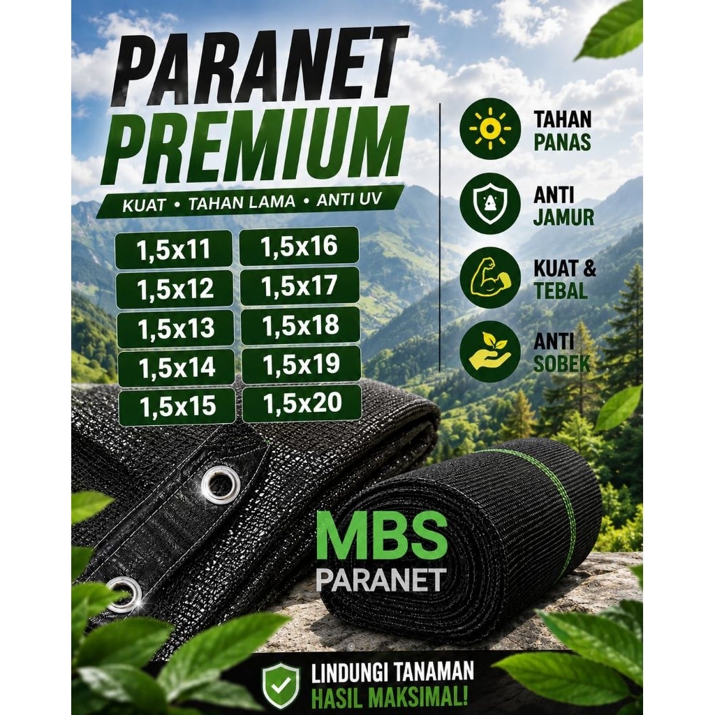 PARANET HDPE 90% ANTI UV DAN HUJAN LEBAR 1,5 METER