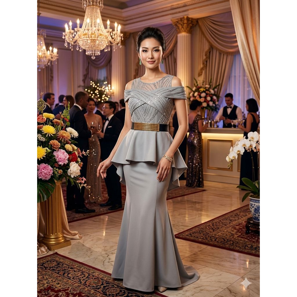 Kathryn Coleection ,#4954 , LONG DRES DUYUNG BAHAN SCUBA KOMBINASI TILE SUGAR CANDY FREE BELT Slim-f
