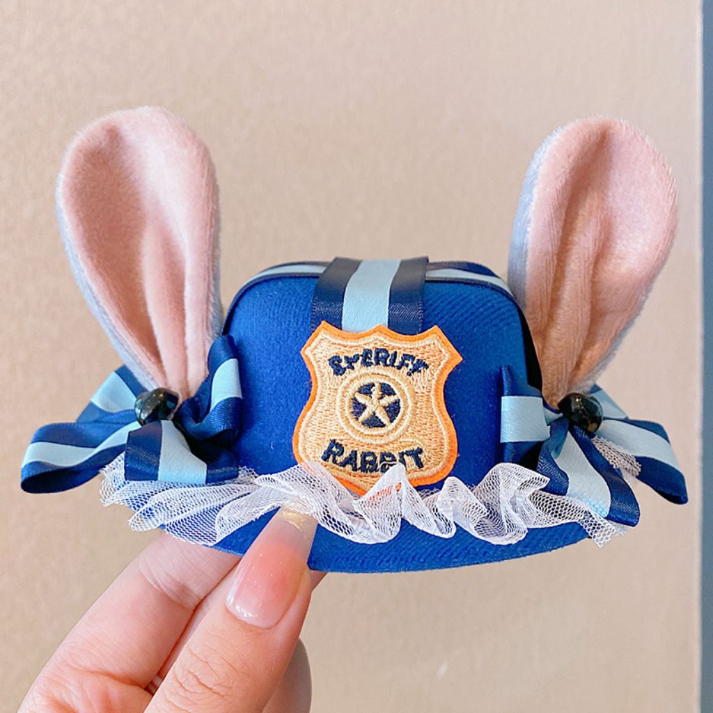 topi anak topi besar kecil jepitan set judy zootopia original polisi rabbit bunny