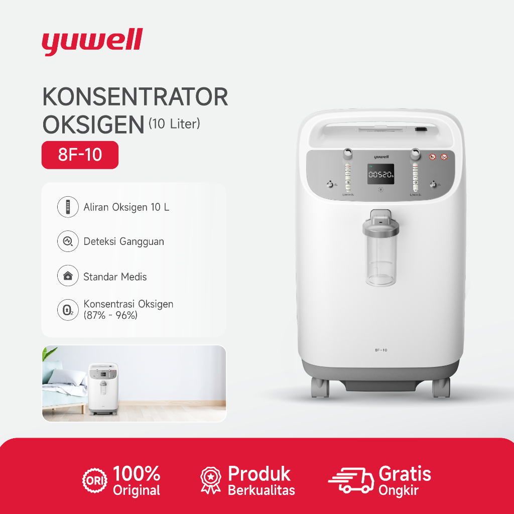 Yuwell 8F-10 Konsentrator Oksigen 10 Liter Oxygen Concentrator | Mesin Oksigen Medis Low Noise