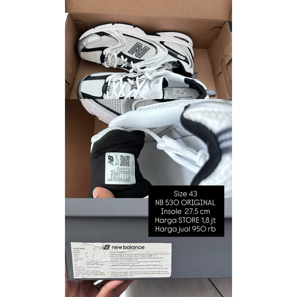 NB 530 ORIGINAL BNIB SIZE 43 SEPATU OLAHRAGA RUNNING NEW BALANCE NB 530