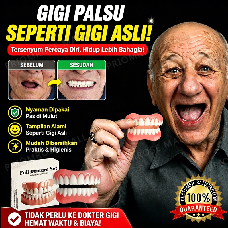 Gigi palsu lepas pasang gigi palsu permanen kuat tahan lama Senyum Sempurna Pria dan Wanita 1 set at