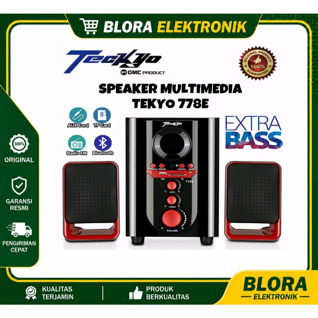 Speaker Aktif GMC Teckyo 778E Bluetooth Subwoofer Bass Garansi Resmi