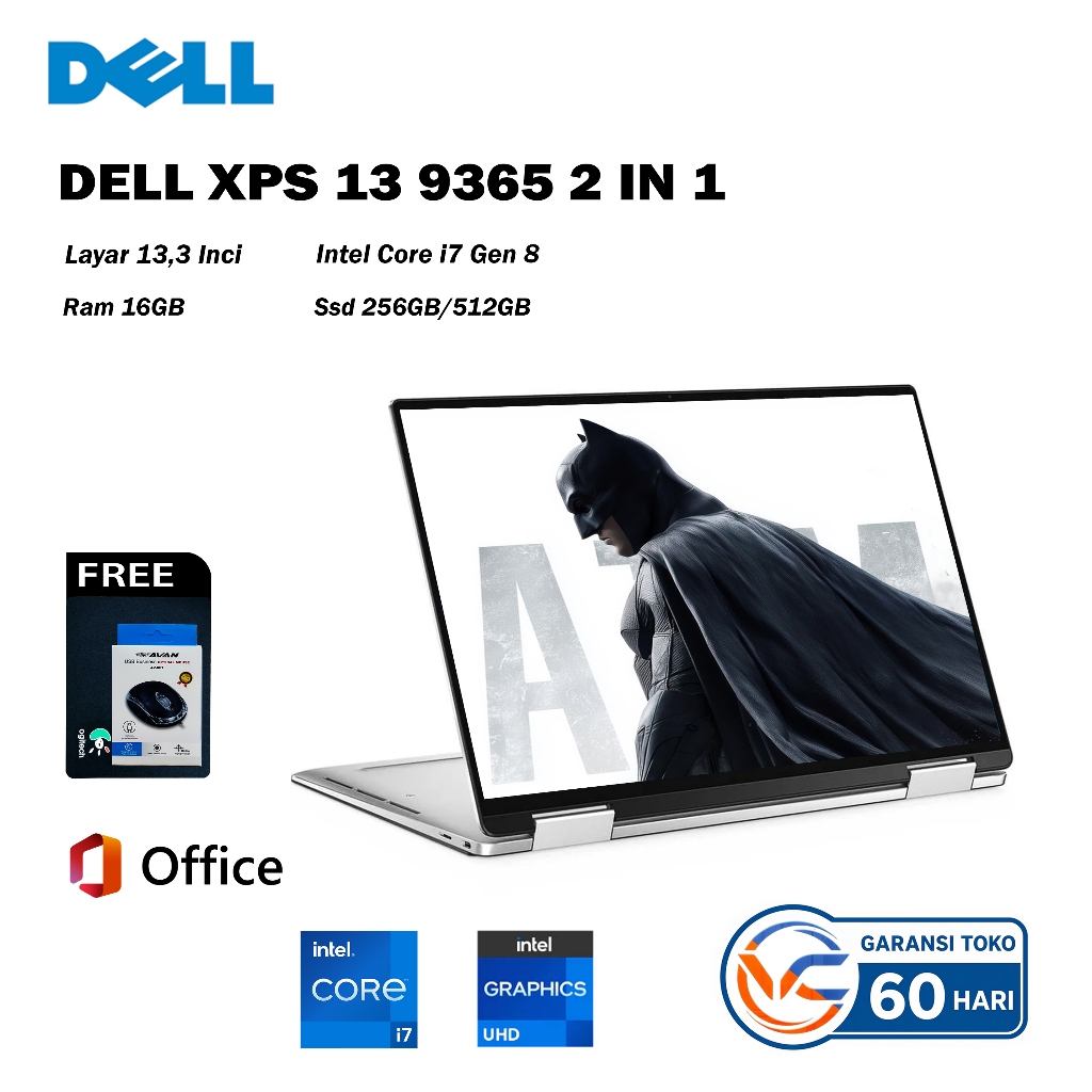 Laptop 2 in 1 Dell XPS 13 9365 Core i7 Gen 8 RAM 16/512GB