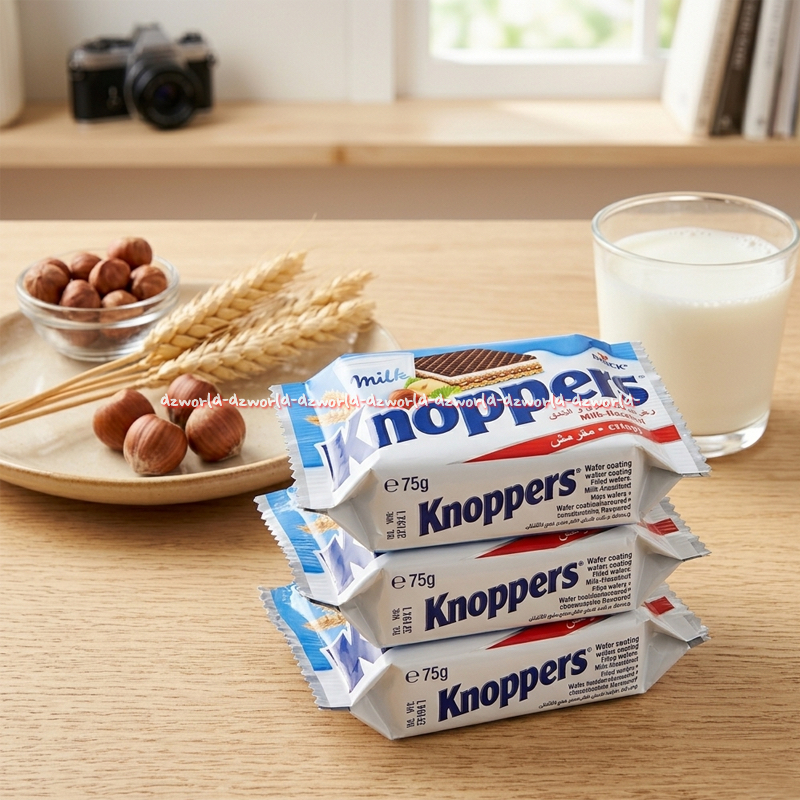 Knoppers Milk Hazelnut 3pcs Wafer Crispy Rasa Hazelnut dan Susu Knopers Knopper Knoper Biskuit Waffe