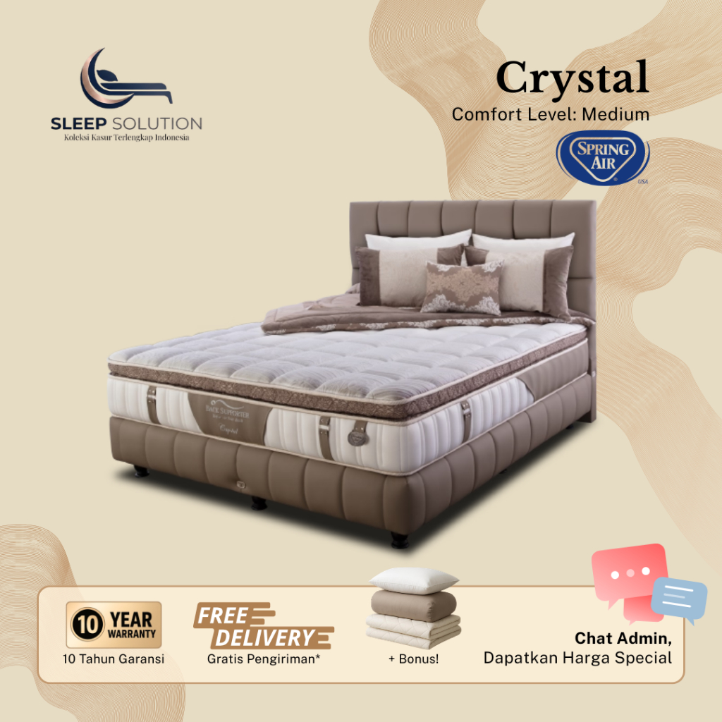 SPRING AIR CRYSTAL I Kasur Spring Bed | Matras Premium | 100x200, 120x200, 160x200, 180x200, 200x200