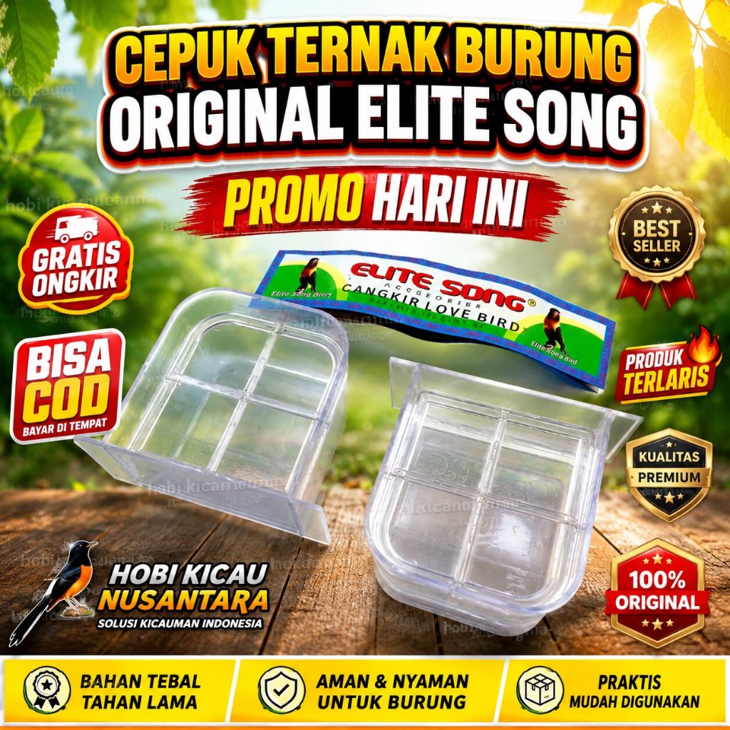 Cepuk Lovebird Elitsong Mika Wadah Tempat Pakan Minum Burung Kandang Kotak ombyokan
