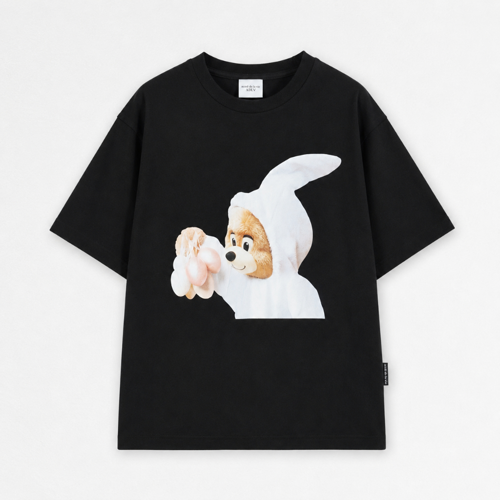 Kaos ADLV BABY BEAR BUNNY EGG WHITE BLACK TSHIRT 100% ORIGINAL