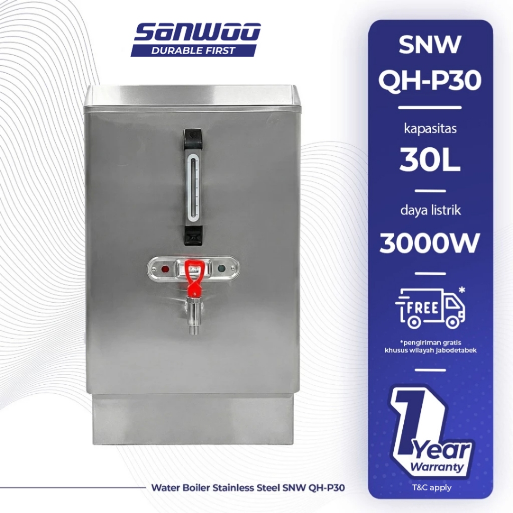 Sanwoo Water Boiler Stainless Steel SNW QH-P30 / Pemanas Air 30 Liter