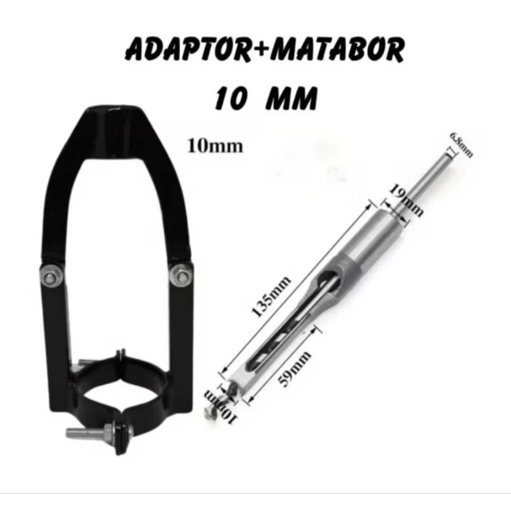 DUDUKAN BOR / ADPTOR BOR BOBOK KAYU + MATA BOR 10 MM DAN 12 MM