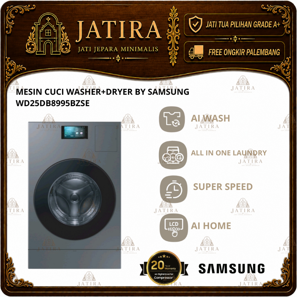 Mesin Cuci Washer + Dryer SAMSUNG WD25DB8995BZSE | Mesin Cuci Samsung Murah Palembang | Elektronik M