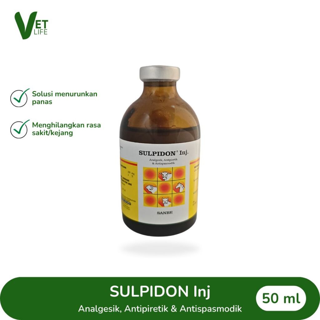 SULPIDON 50 ml / 100 ml SANBE Obat Demam, Pereda Nyeri & Anti Kejang Hewan Obat Pereda Sakit Hewan A