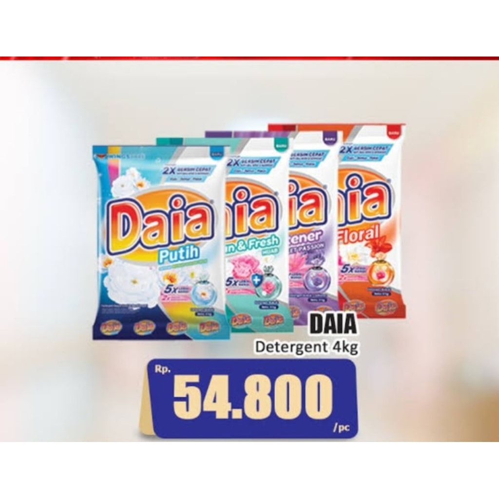 deterjen bubuk daia kemasan 4 kilo dan 2,7 kilo