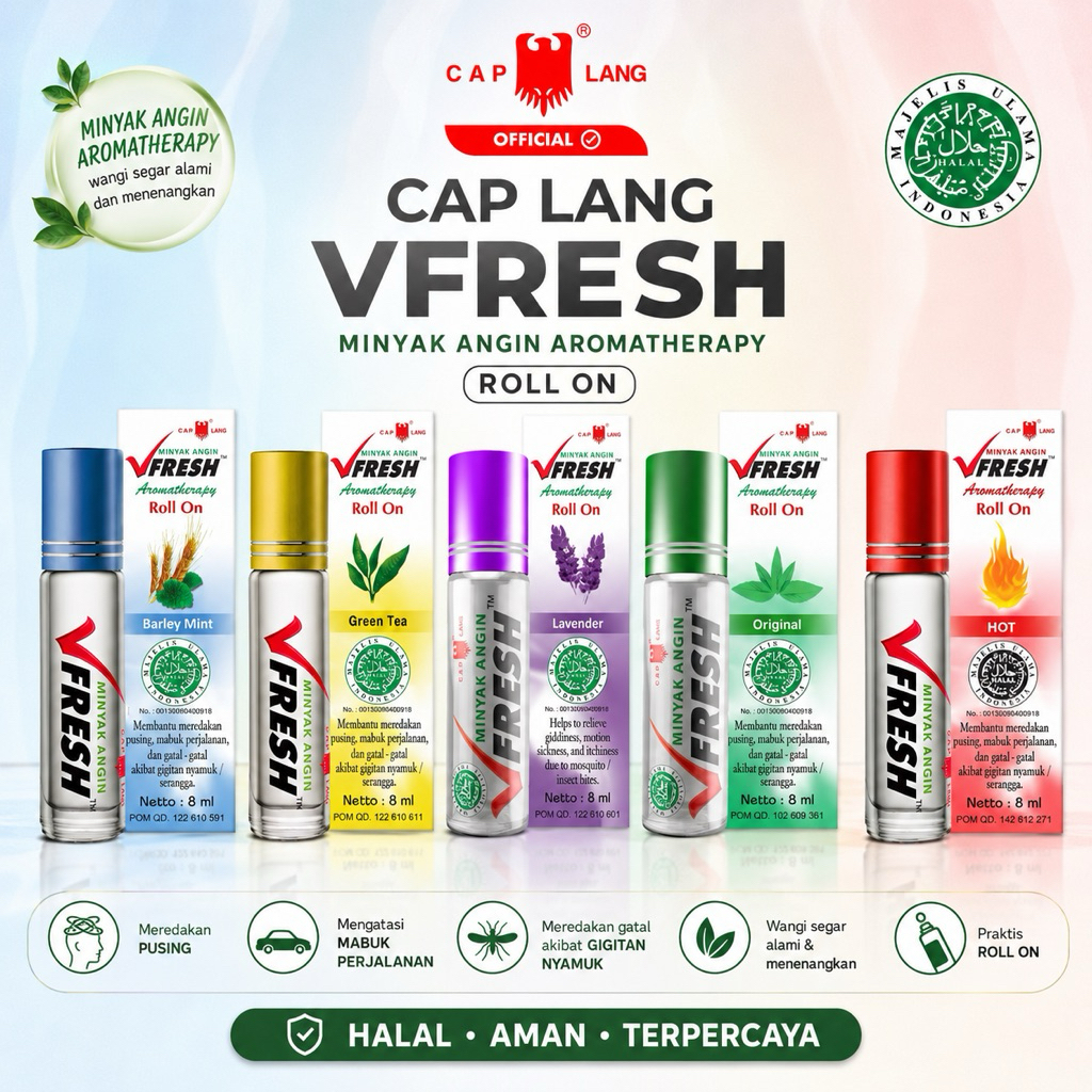 Minyak Angin Vfresh 8ml dari caplang | freshcare vfresh hot original lavender