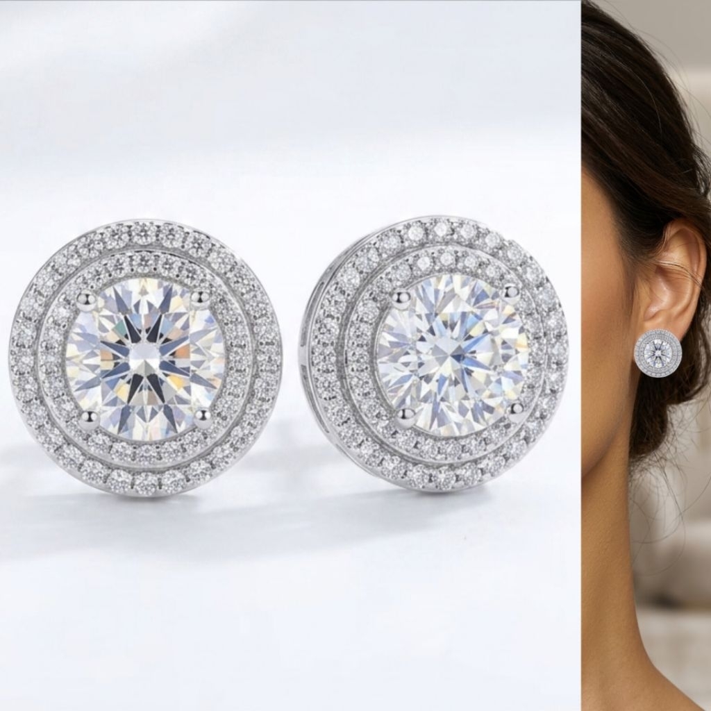 Xuping88 Anting Wanita Solitaire Giwang Tindik Tusuk Mata Satu lapis emas berlian