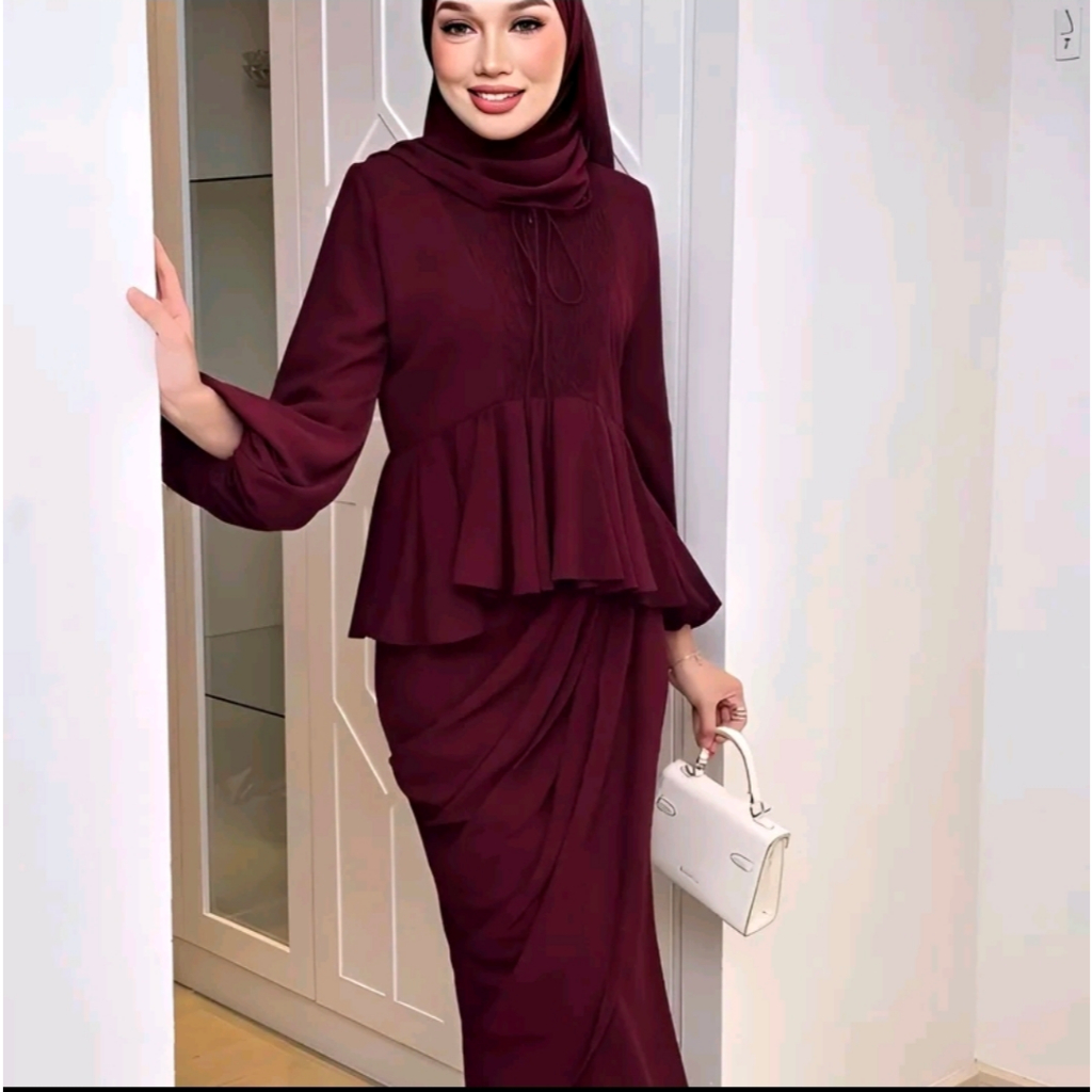 DRESS MAXY // Tiara-Oneset Cantik Bahan ceruty Babydoll Full Furing Model Malaysian, One Set Mermaid