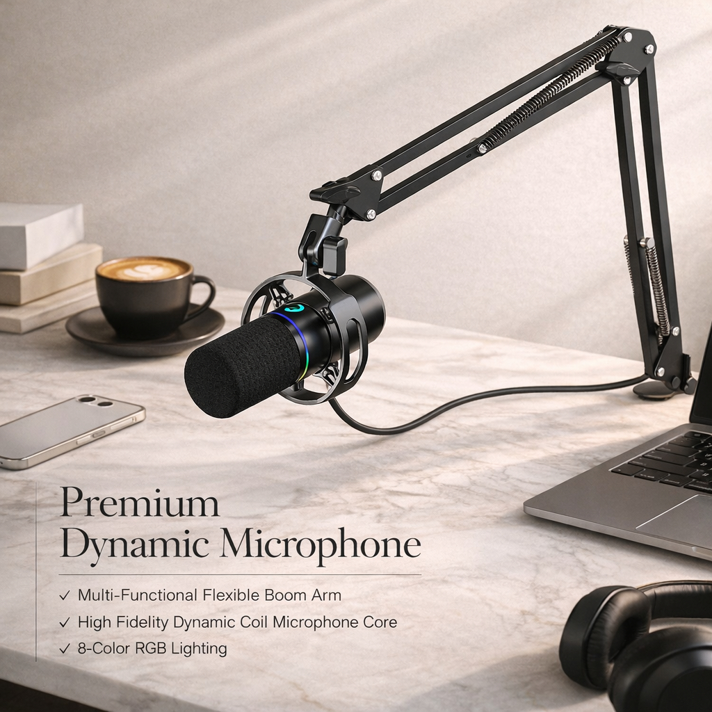 Stand Mic Boom Arm WM8-35 Adjustable untuk Mikrofon Podcast Live Streaming Gaming PC