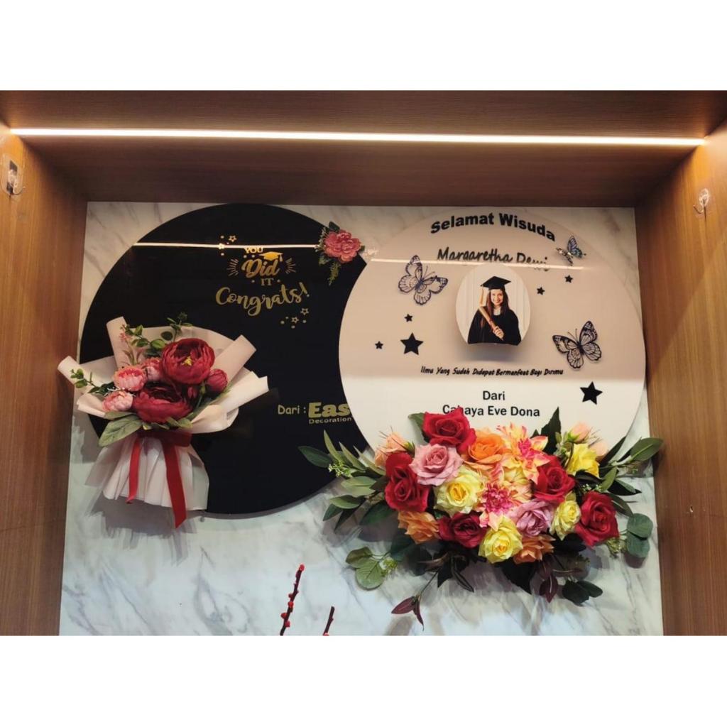 Papan Bunga Bulat Acrylic Costume  - Grand Opening Ucapan Congratulation Flower Standing Acrylic
