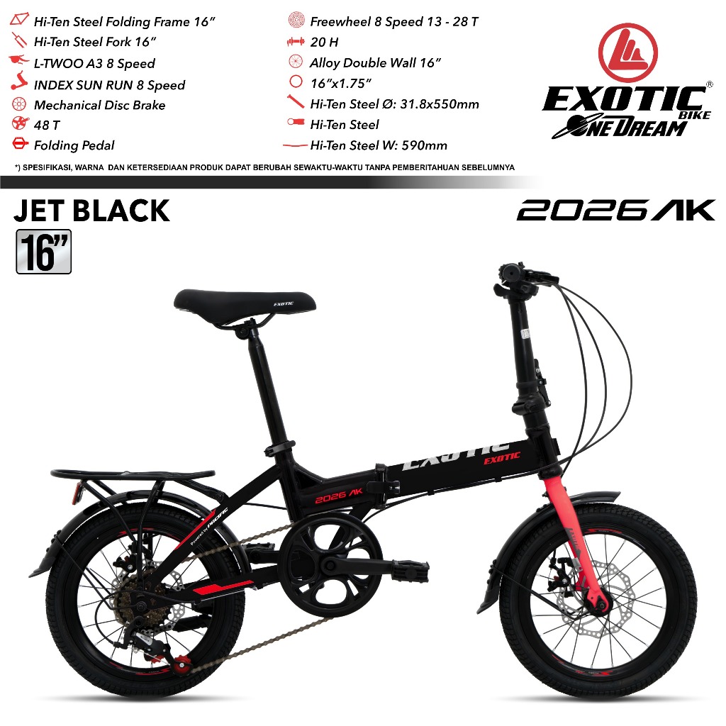 sepeda lipat 16 inch exotic 2026 AK8 speed sepeda lipat terbaru