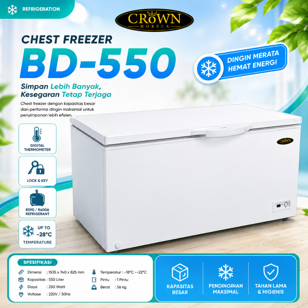 CROWN Chest Freezer 550 Liter BD-550 / BD 550 / BD550
