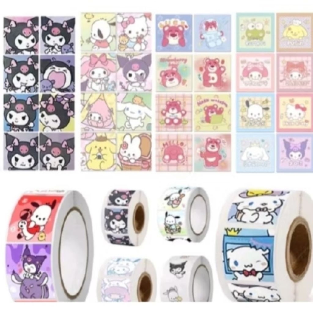 KS 500 pcs Stiker Roll Sanrio Kartun Lucu / Stiker Roll Label Karakter Lucu / Stiker Untuk Dekorasi 