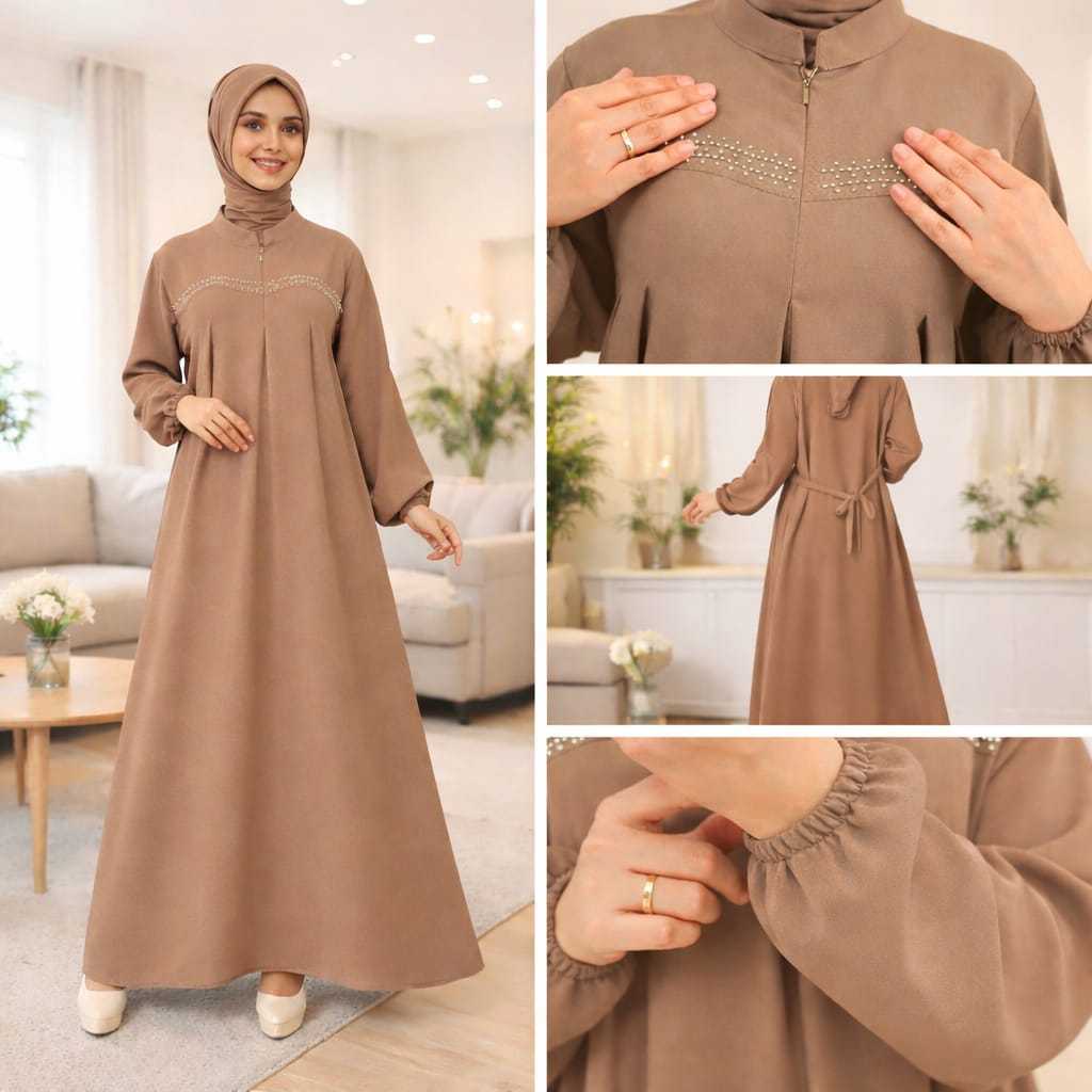 Gamis Abaya Mix Payet Gamis Wanita Model Terbaru Bahan Crinkle Air flow Premium