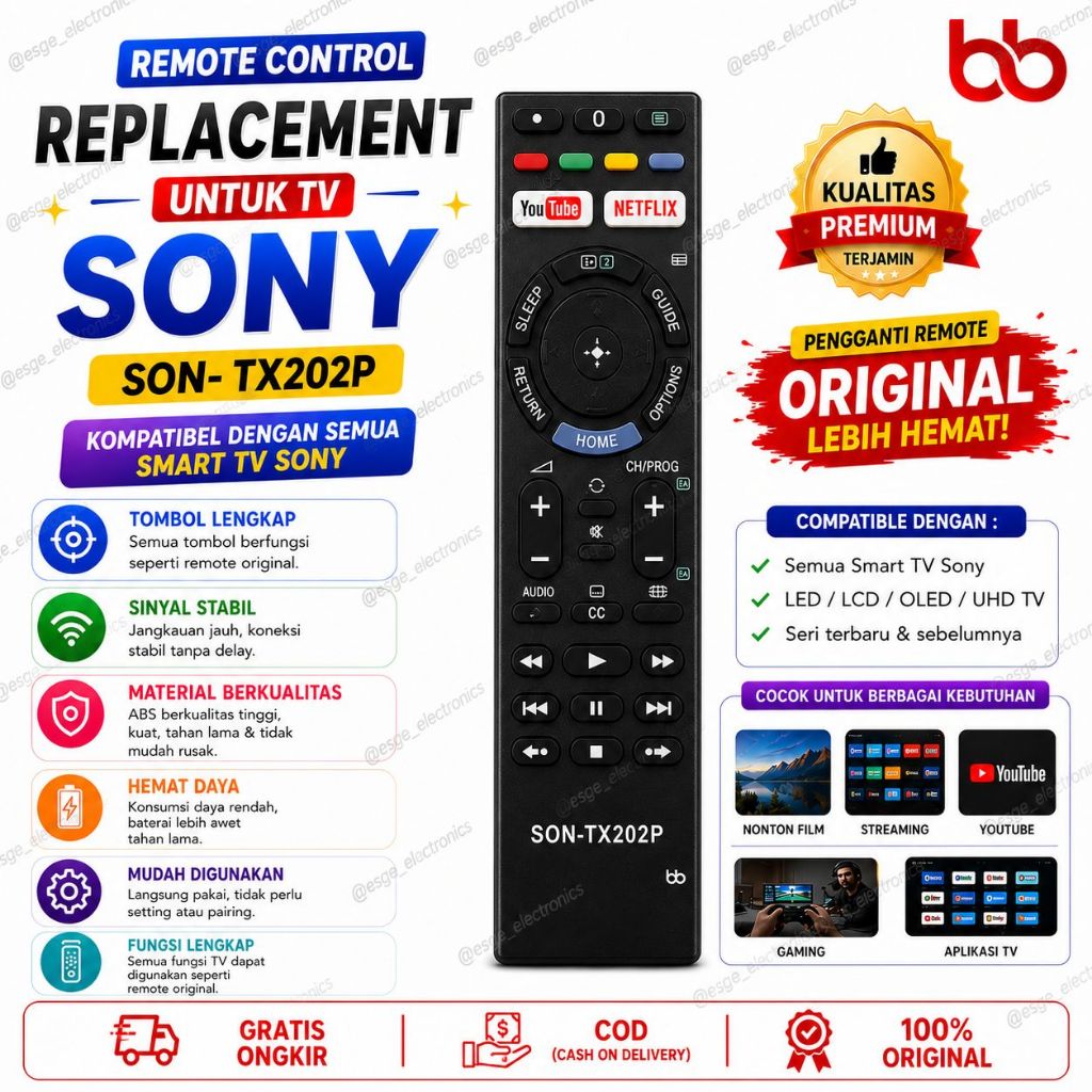 ORIGINAL REMOTE TV LED SONY REMOT TV LCD SONY REMOTE SMART TV SONY RIMOT SONY
