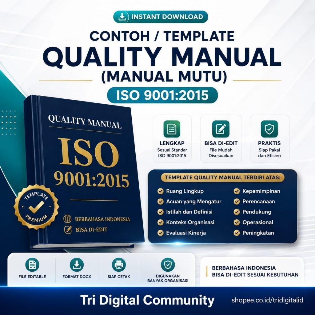 Contoh/Template Quality Manual (Manual Mutu) ISO 9001:2015